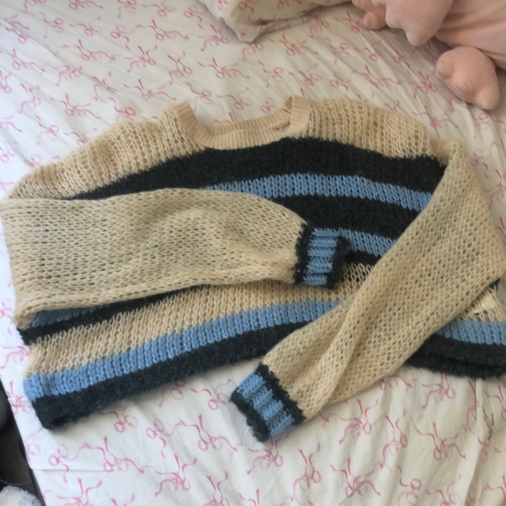 Striped Beige and Blue Sweater